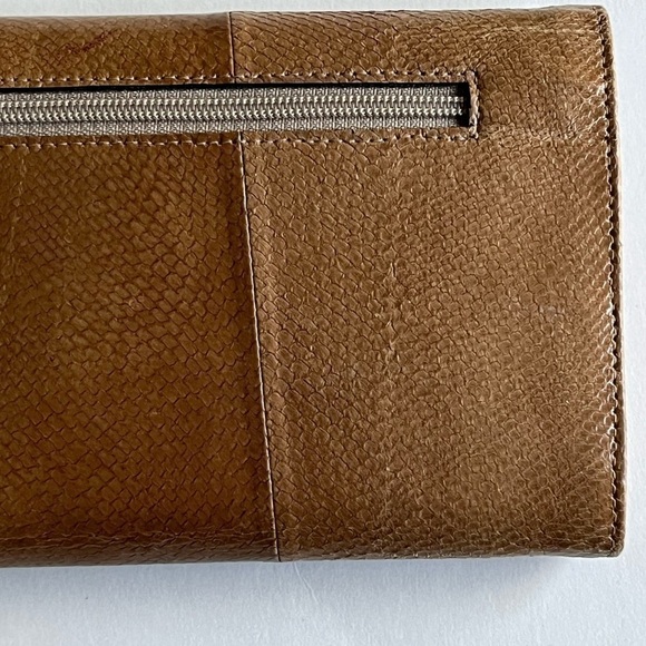 Vintage Wallet Trifold Wallet Genuine Salmon Leather Long Wallet Clutch - Picture 5 of 13
